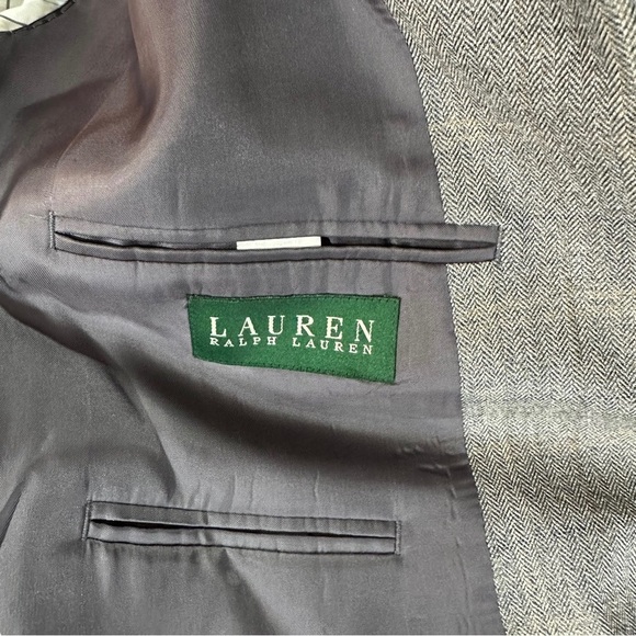 Ralph Lauren Taupe Cream Check 2-Button Silk 52% & Wool 48% Suit Jacket Sz 44XL - Picture 10 of 13